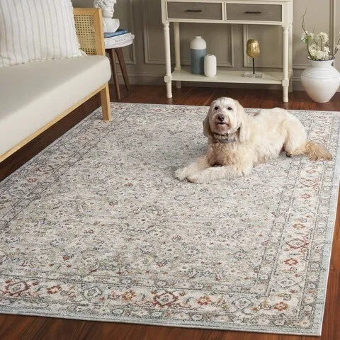 Avalon Polyester Rug in Light Blue and Ivory - The Mayfair Hall
