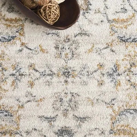 Avalon Polyester Rug in Ivory and Blue - The Mayfair Hall