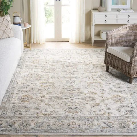 Avalon Polyester Rug in Ivory and Blue