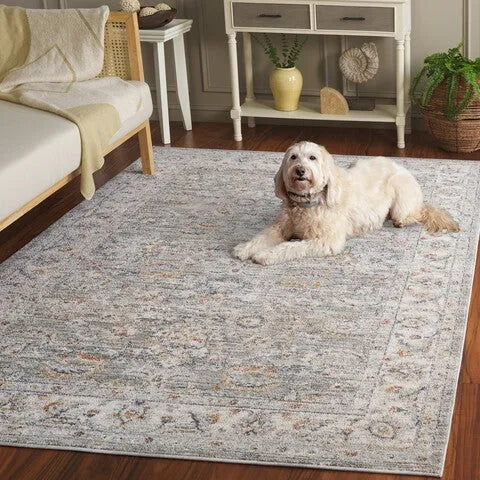 Avalon Polyester Rug in Gray and Light Blue