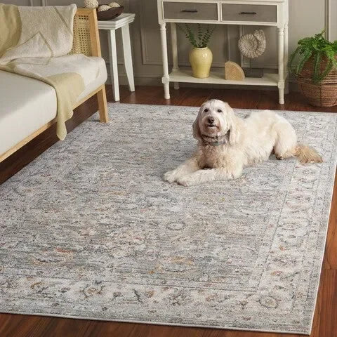 Avalon Polyester Rug in Gray and Light Blue - The Mayfair Hall