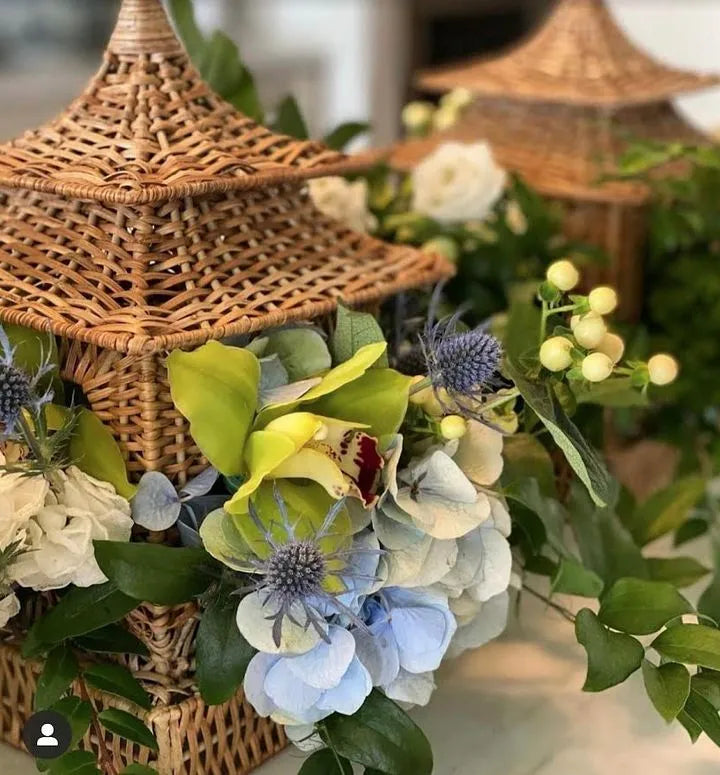 Square Wicker Pagoda in Natural