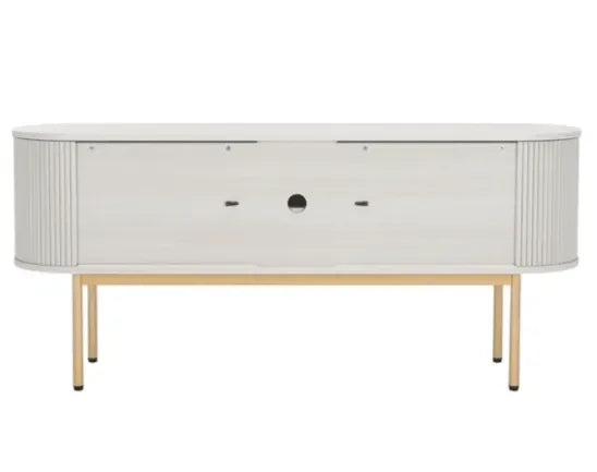 Shaelynn Wood Sideboard in Bleached White with Sliding Cabinets - The Mayfair Hall
