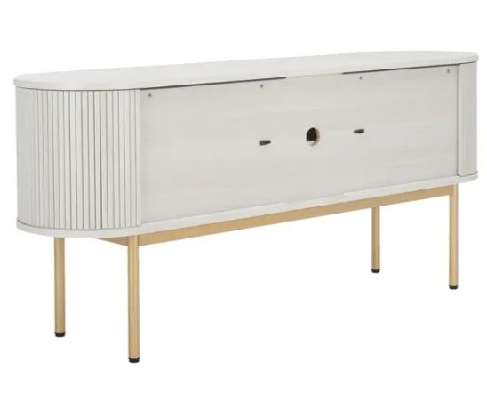 Shaelynn Wood Sideboard in Bleached White with Sliding Cabinets - The Mayfair Hall
