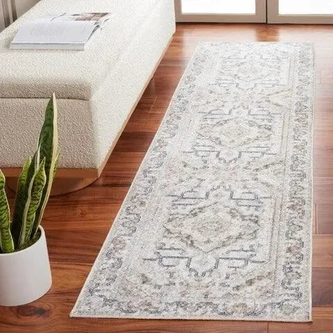 Baltimore Polyester Rug in Light Gray and Rust - The Mayfair Hall