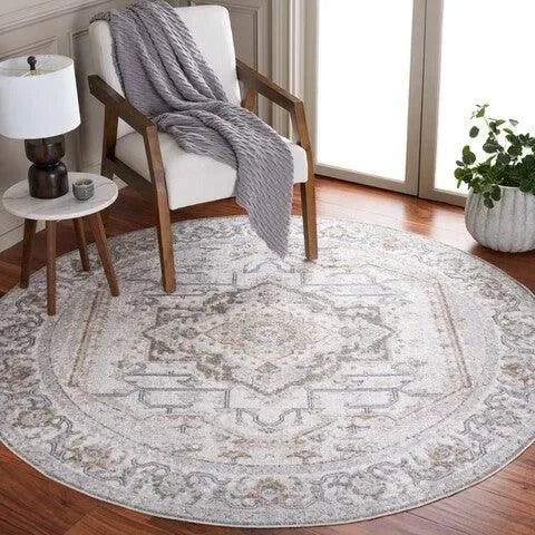 Baltimore Polyester Rug in Light Gray and Rust - The Mayfair Hall