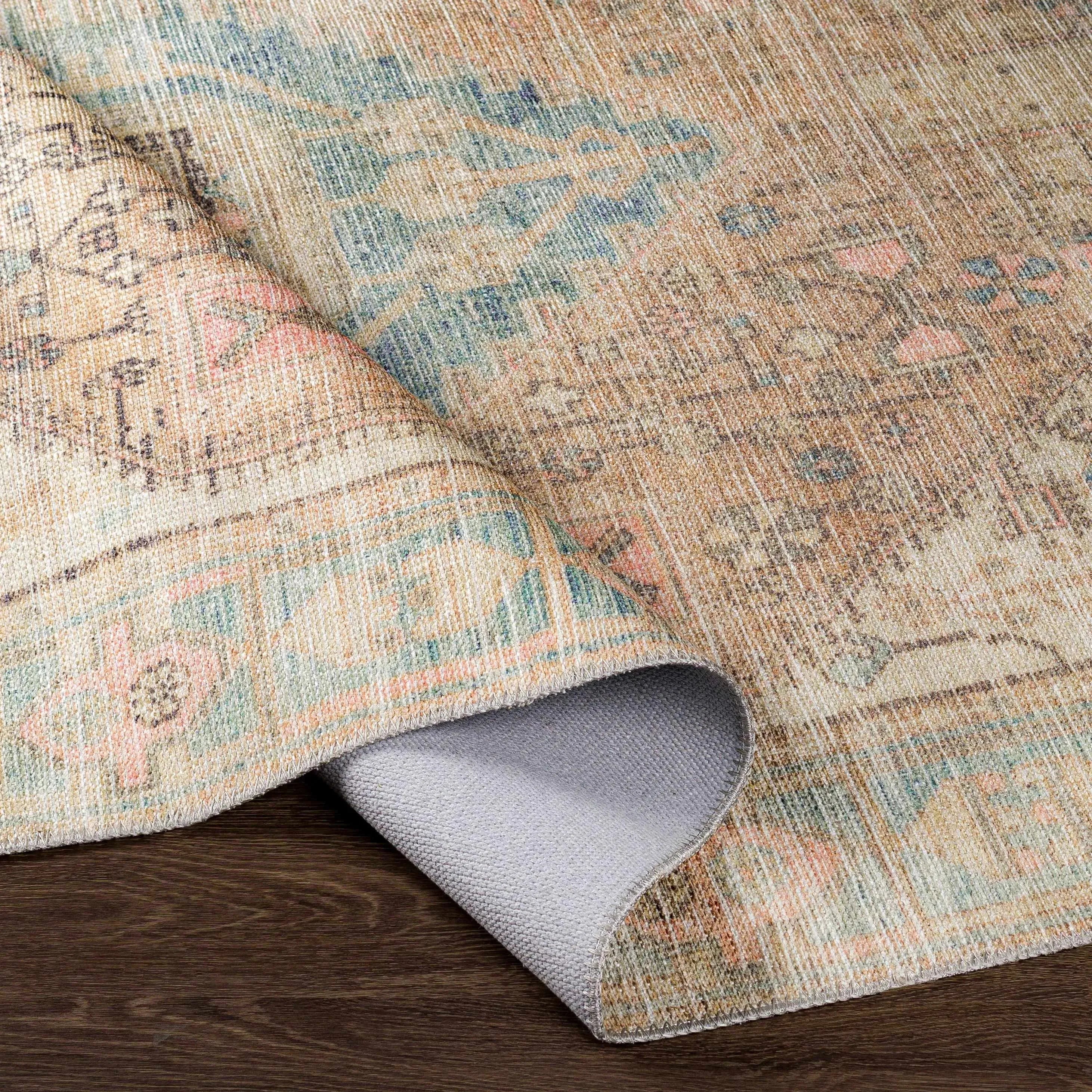 Light Olive Baloy Vintage Washable Area Rug - The Mayfair Hall