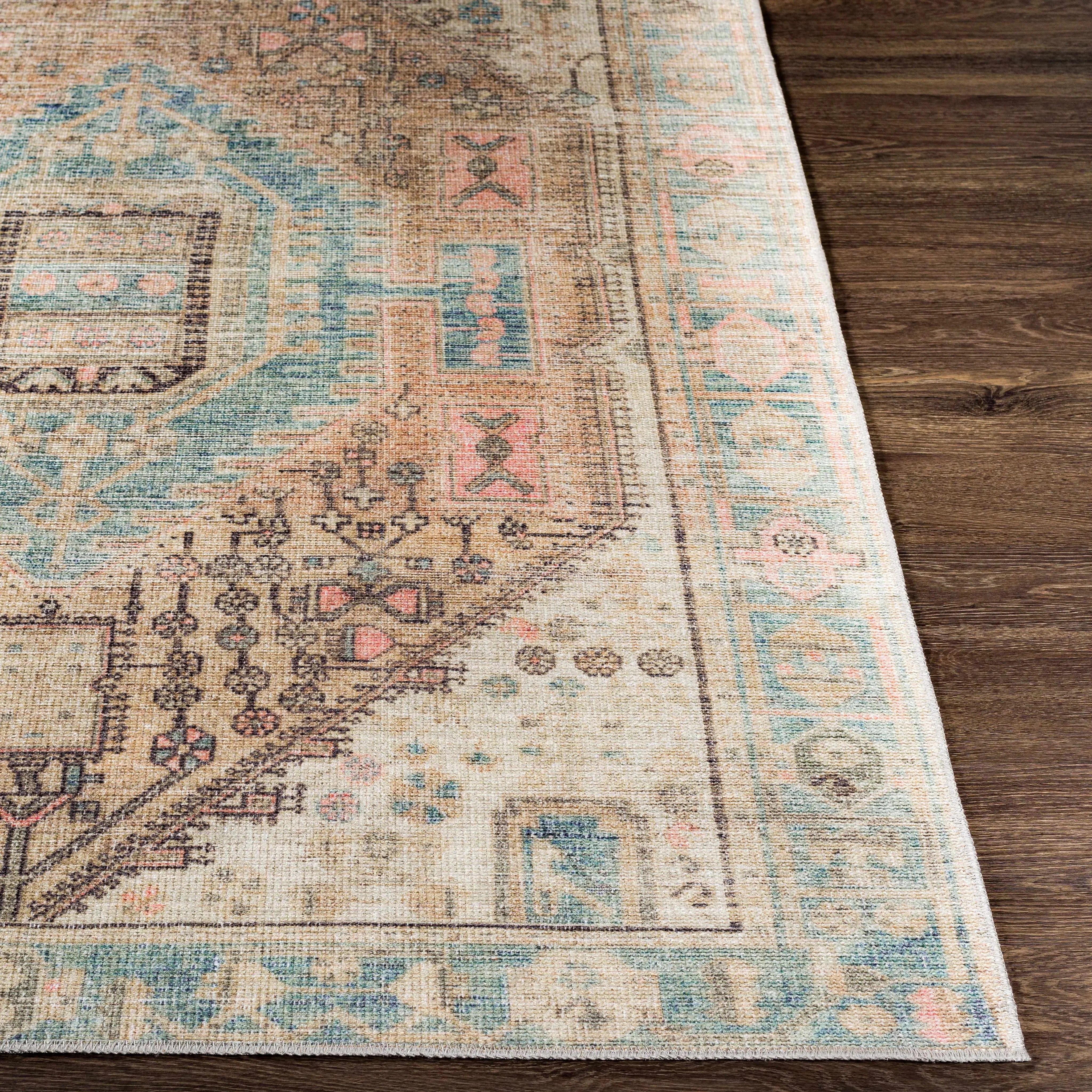 Light Olive Baloy Vintage Washable Area Rug - The Mayfair Hall