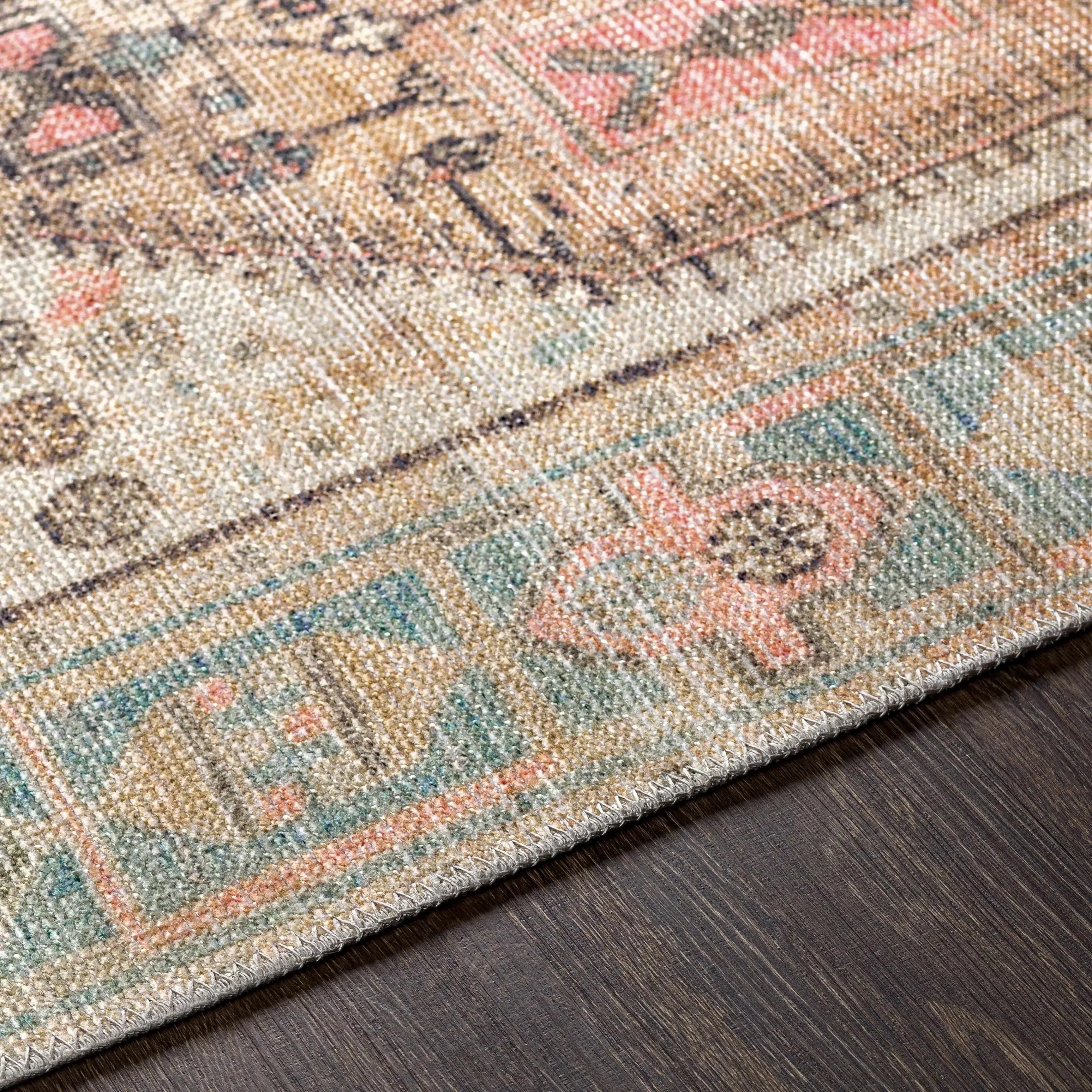 Light Olive Baloy Vintage Washable Area Rug - The Mayfair Hall
