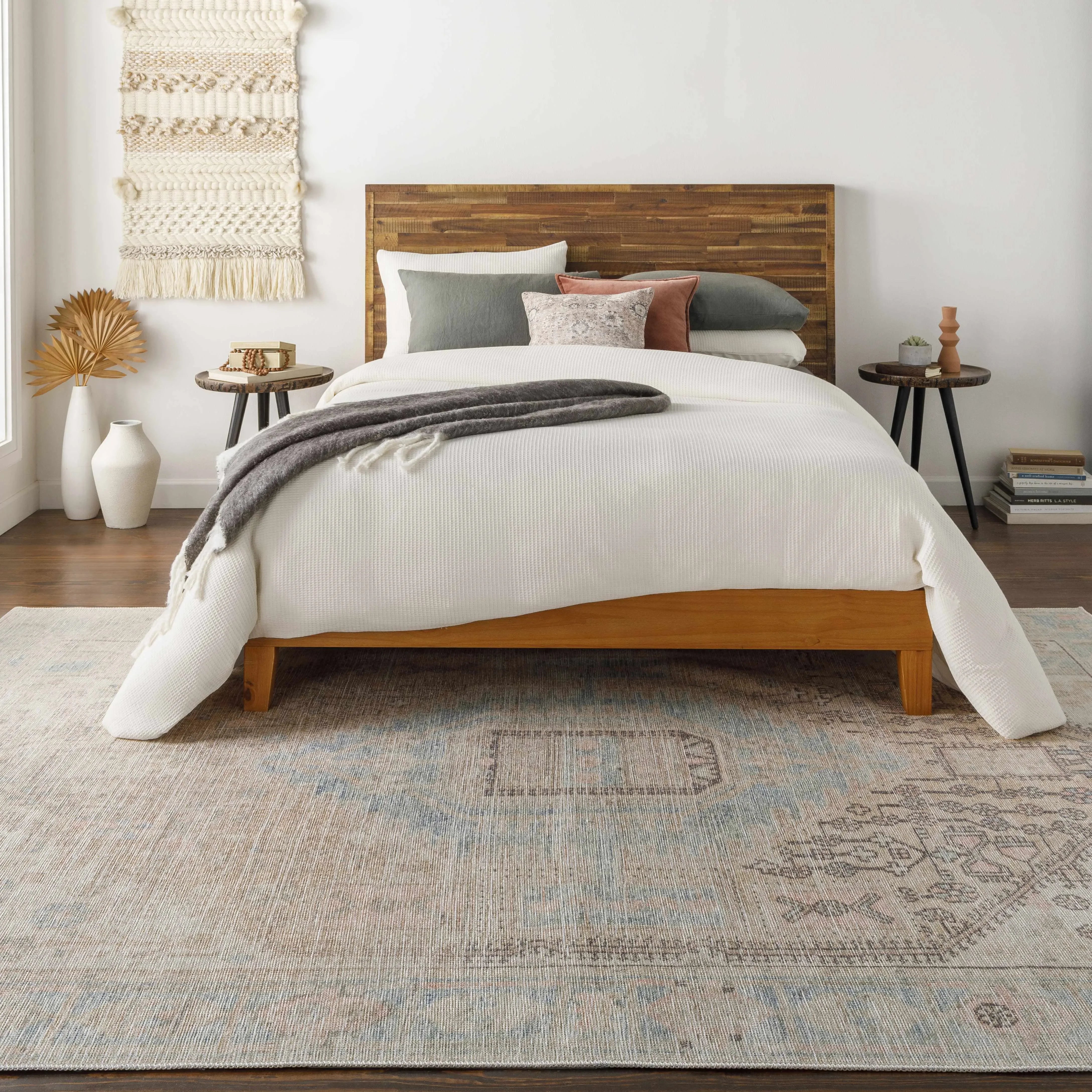 Light Olive Baloy Vintage Washable Area Rug - The Mayfair Hall