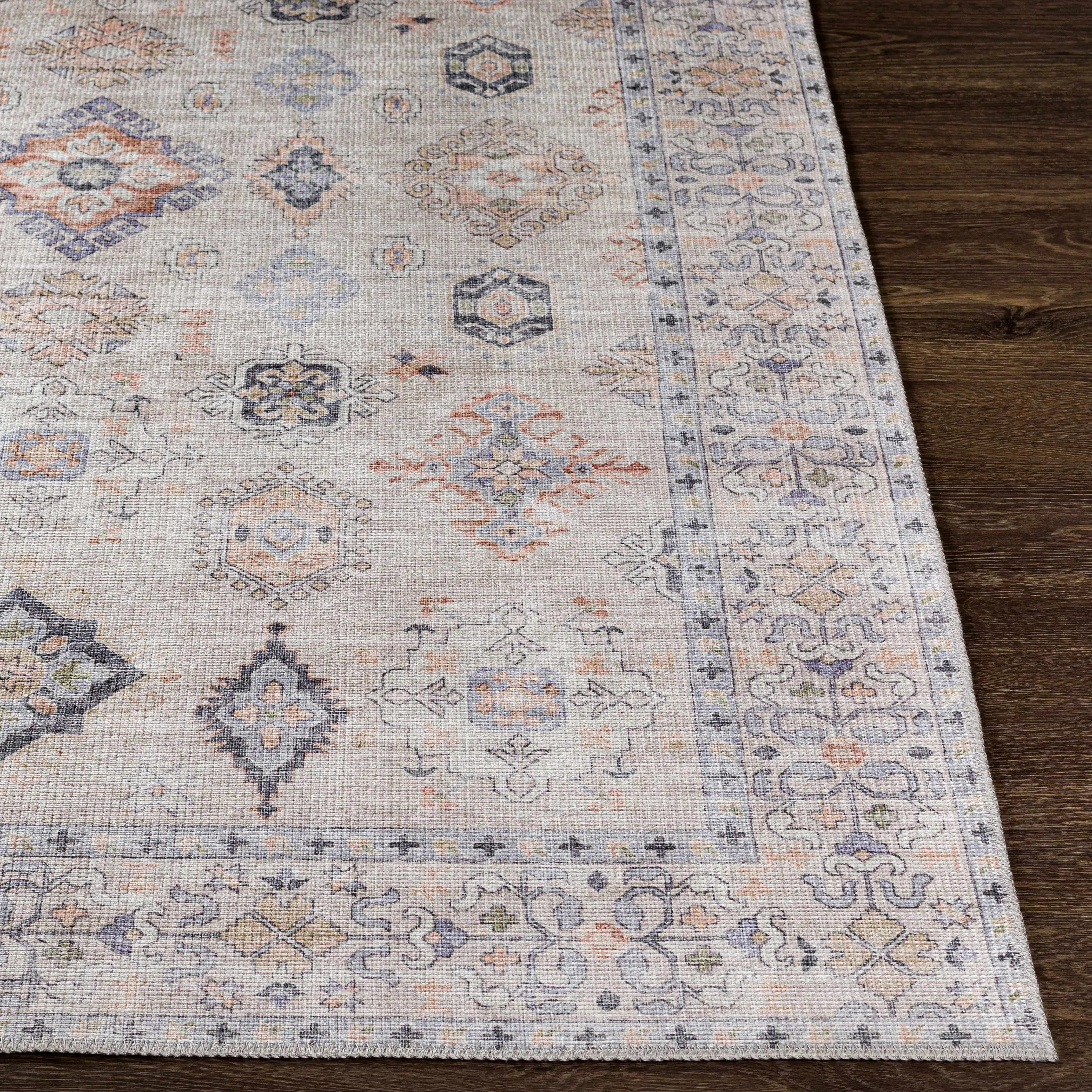 Beige Beckett Vintage Washable Area Rug - The Mayfair Hall