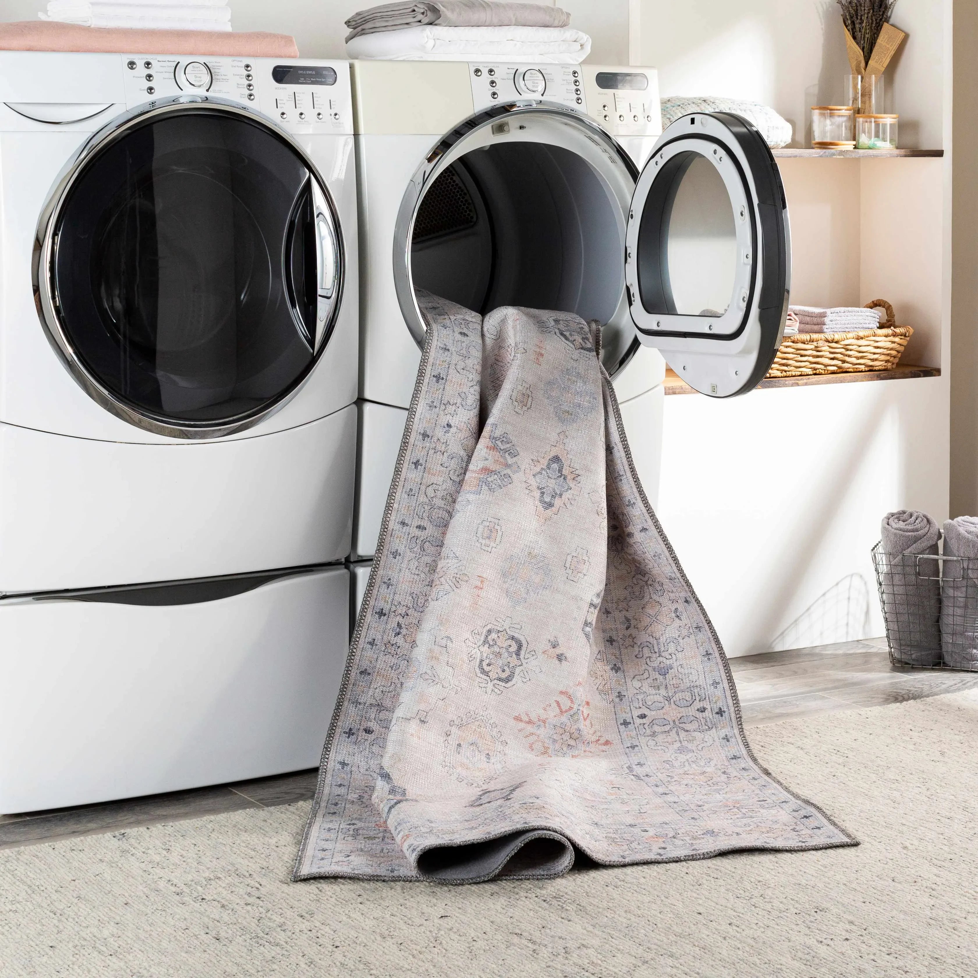 Beige Beckett Vintage Washable Area Rug - The Mayfair Hall