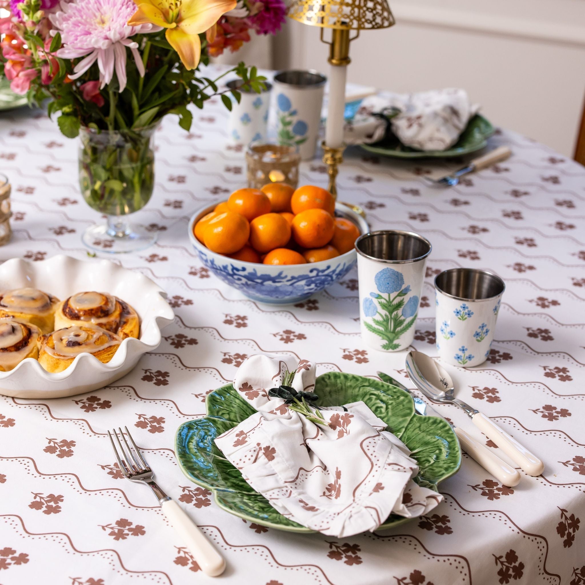 Beatrice Chocolate Ruffled Napkins - Set of 4