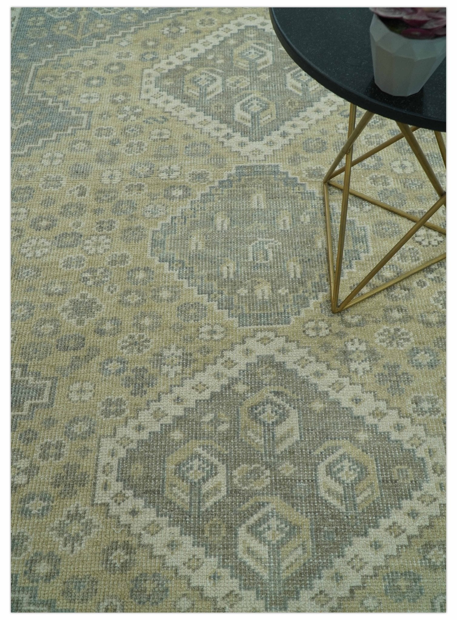 Beige And Gray Traditional Turkish Design 8x10 Hand Knotted Wool Area Rug