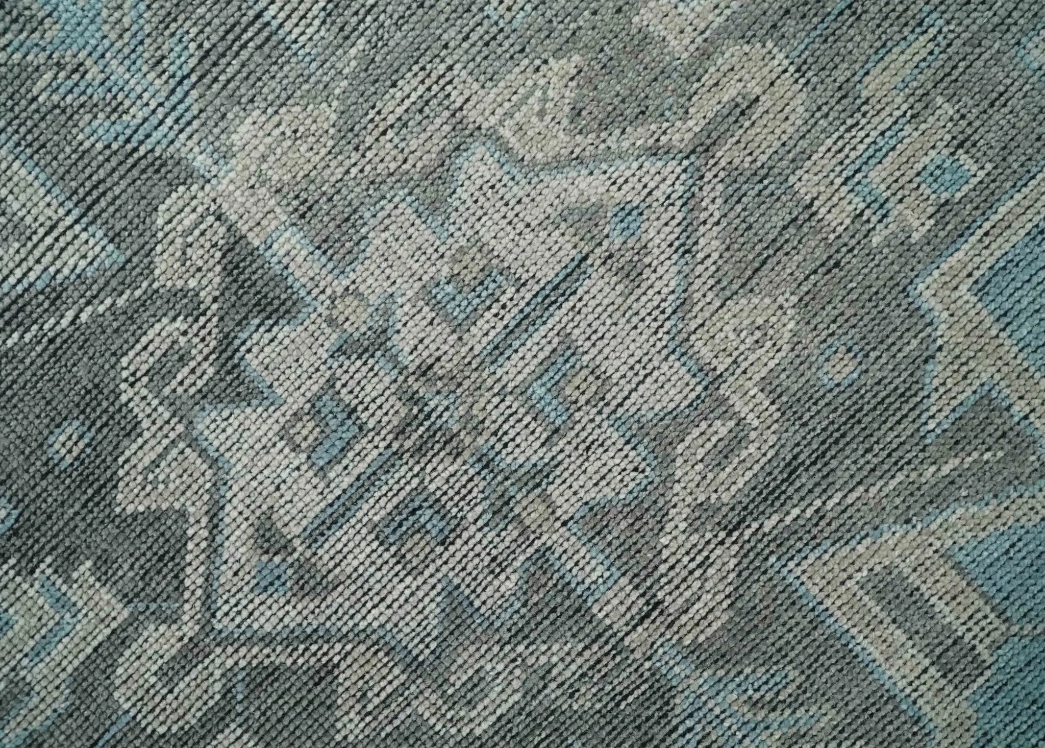 Beige, Blue and Gray Antique Finish Distressed Hand Knotted Heriz Serapi Traditional Multi Size wool Area Rug - The Mayfair Hall