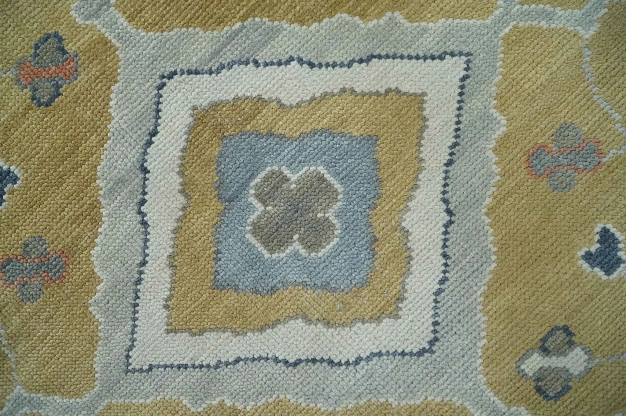 Beige, Blue and Ivory Hand Knotted Traditional Wool Area Rug - The Rug Decor