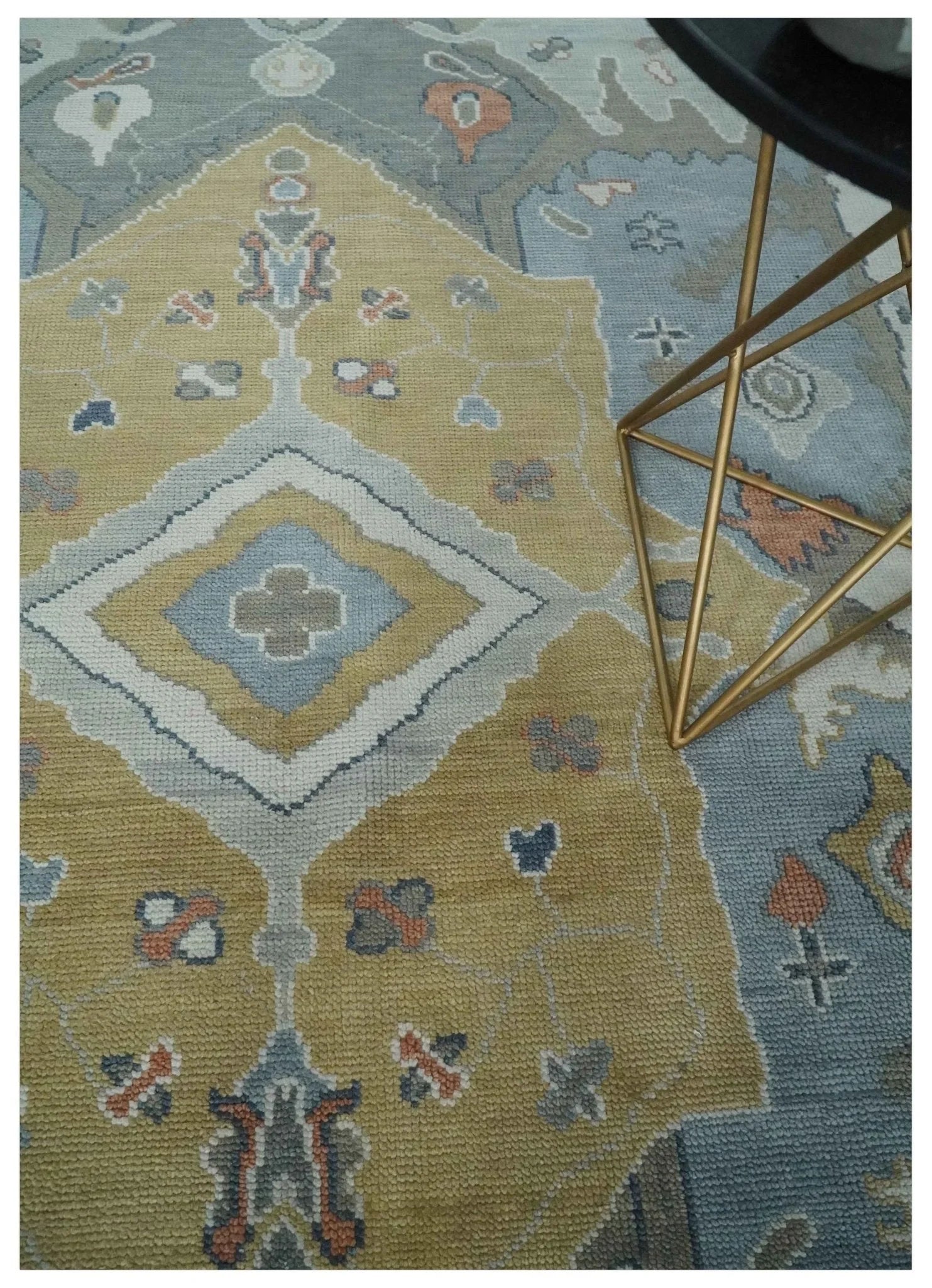 Beige, Blue and Ivory Hand Knotted Traditional Wool Area Rug - The Rug Decor