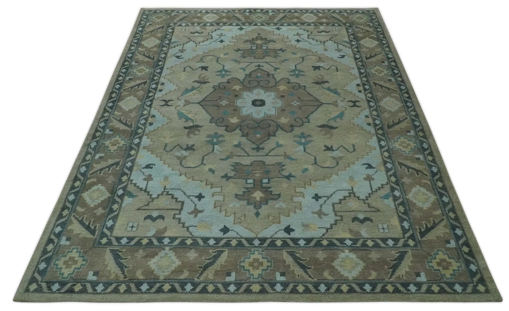 Beige, Brown and Silver Hand Knotted Traditional Multi size wool Area Rug - The Rug Decor