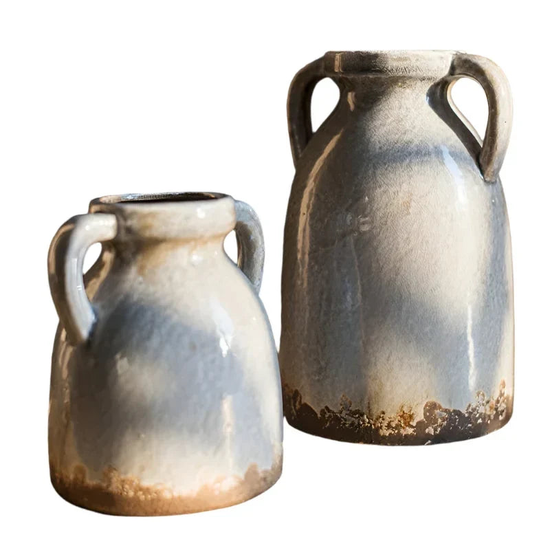 Binglie Glazed Pottery Vase with Handles - The Mayfair Hall