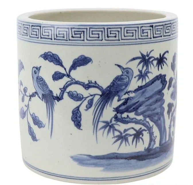 Bird and Floral Round Planter