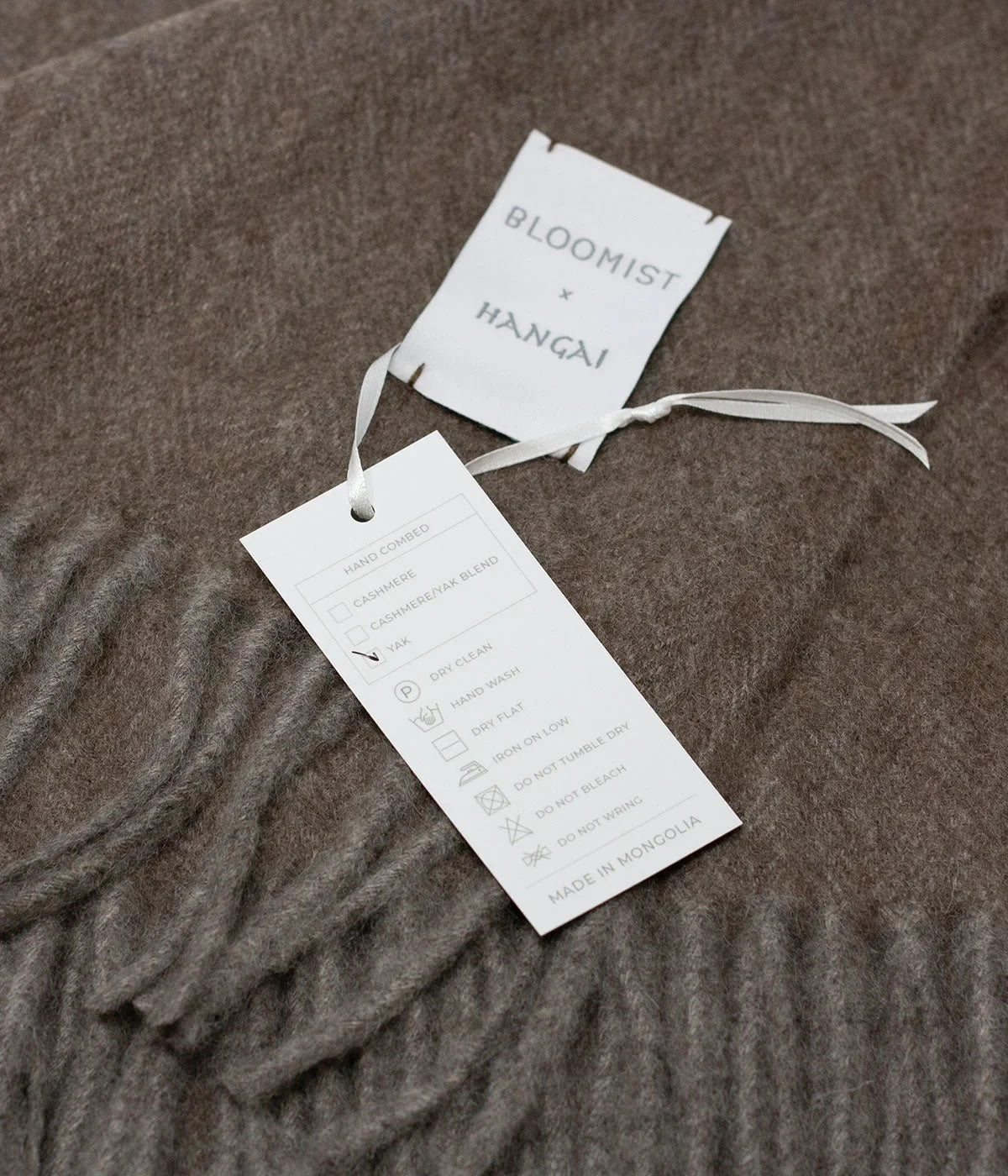 Cappuccino Herringbone Woven Yak Down Throw