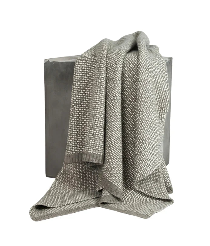 Cashmere and Yak Taiga Throw in White and Platinum