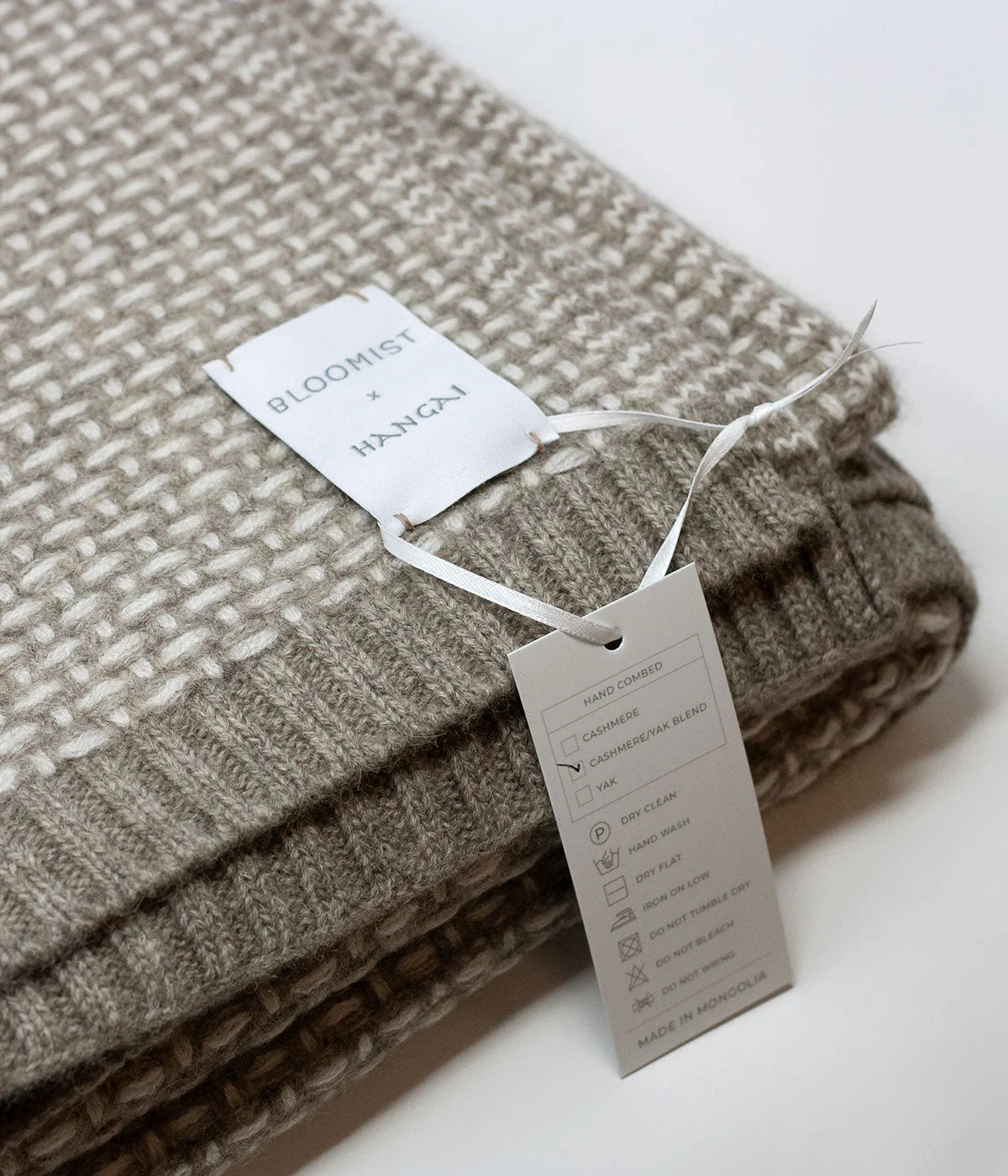 Cashmere and Yak Taiga Throw in White and Platinum