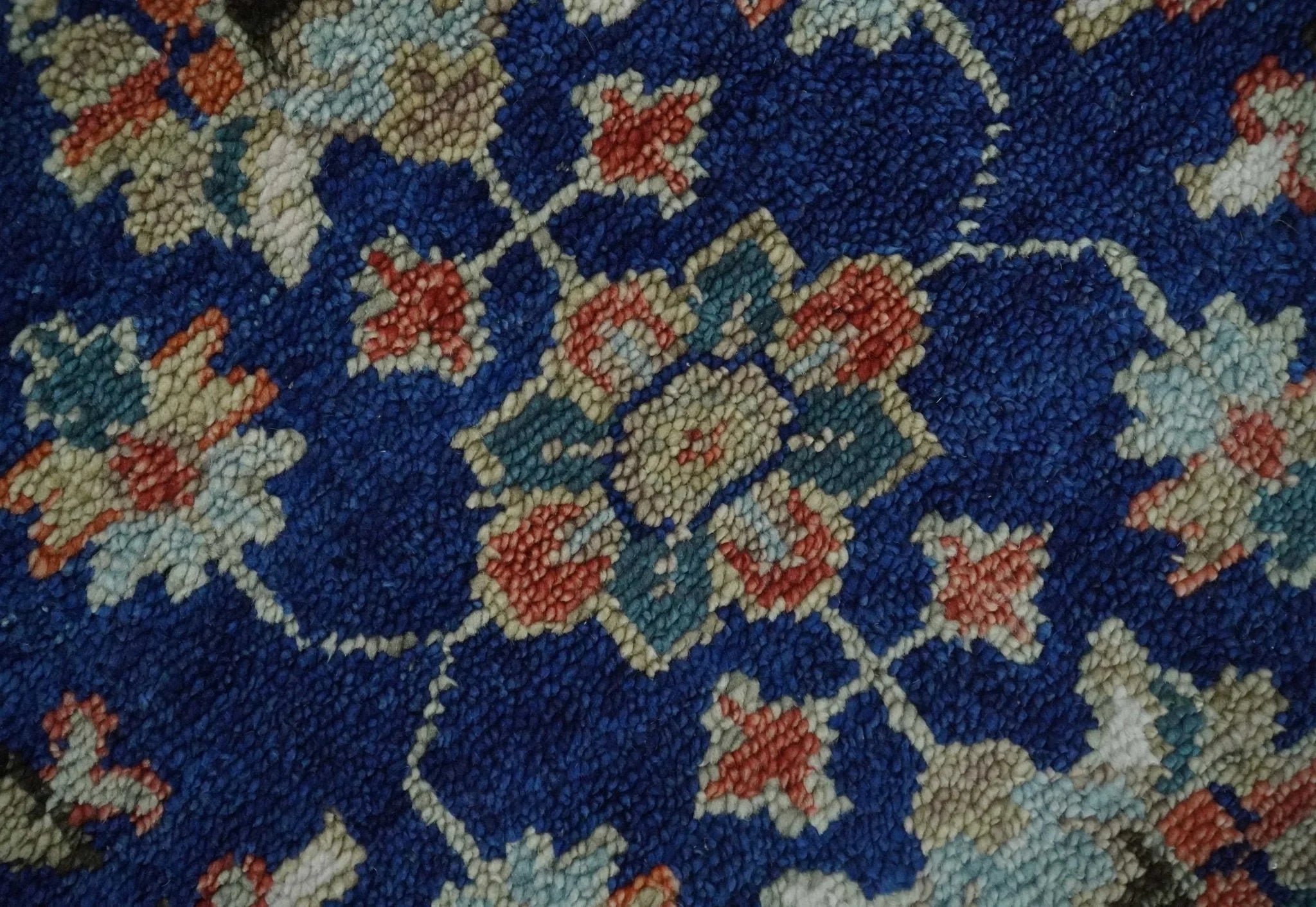 Blue and Rust Turkish Design Traditional Serapi Hand Knotted Wool Area Rug - The Rug Decor