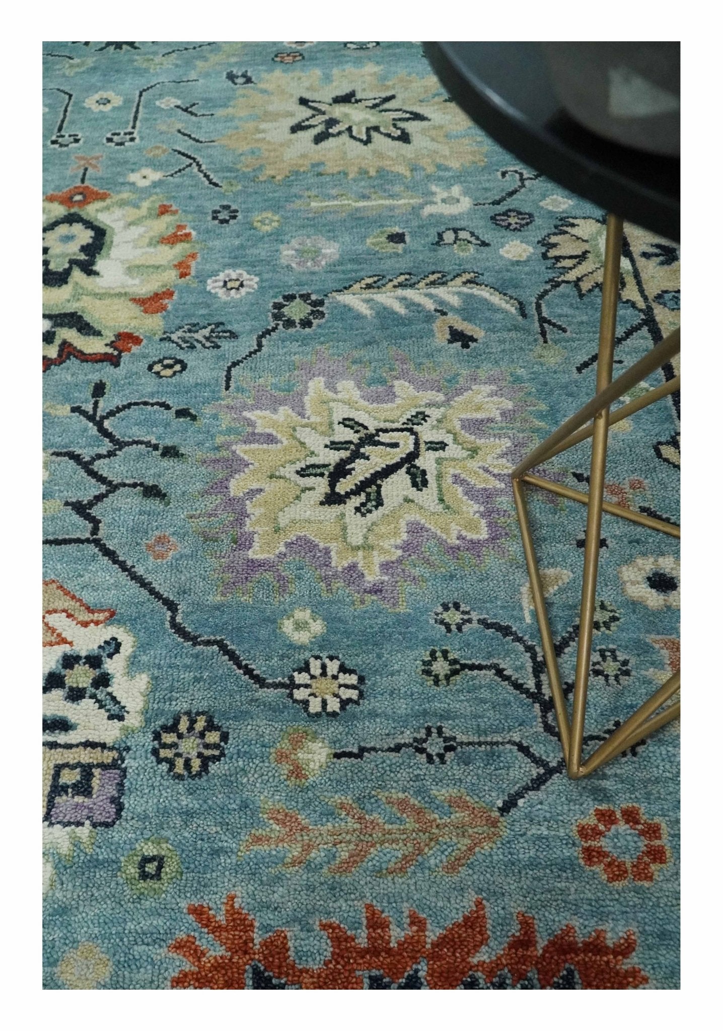 Blue, Ivory and Beige 8x10 and 9x12 Hand knotted Traditional Oushak Wool Area Rug