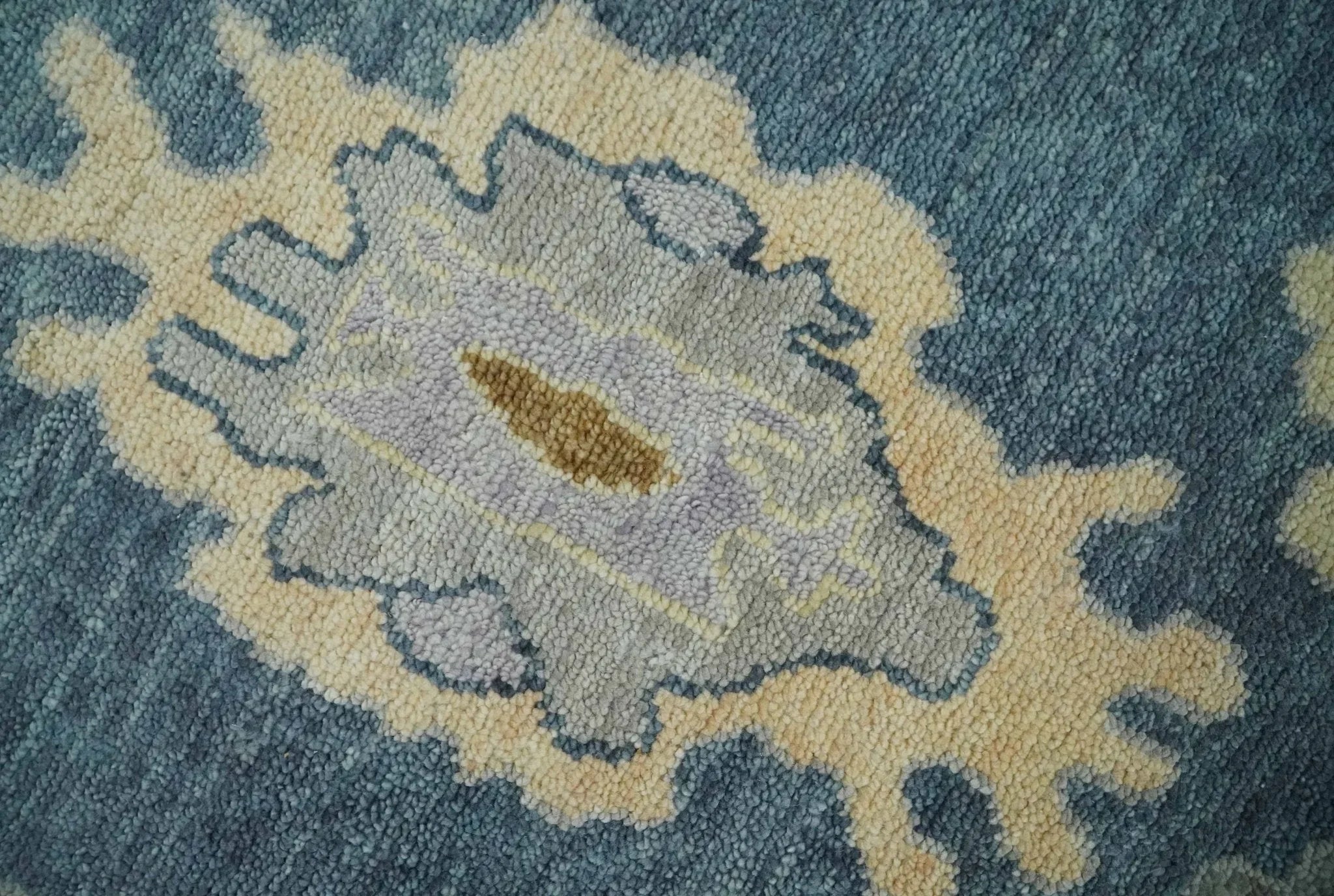 Blue, Silver and Beige Hand knotted Traditional Oushak Multi Size Wool Area Rug - The Mayfair Hall