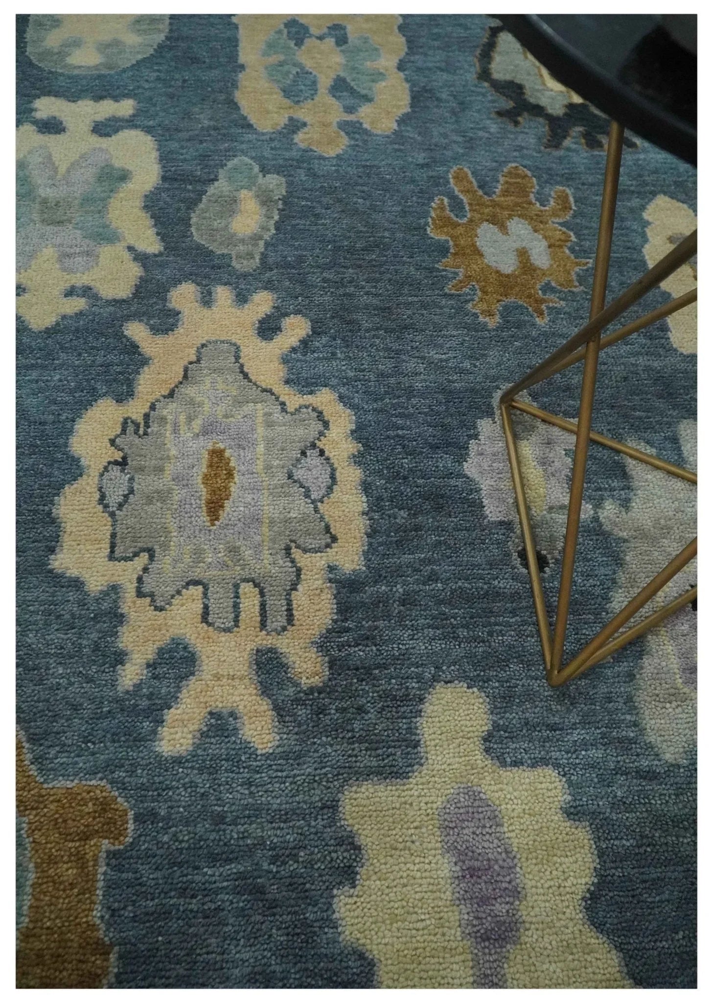Blue, Silver and Beige Hand knotted Traditional Oushak Multi Size Wool Area Rug - The Mayfair Hall