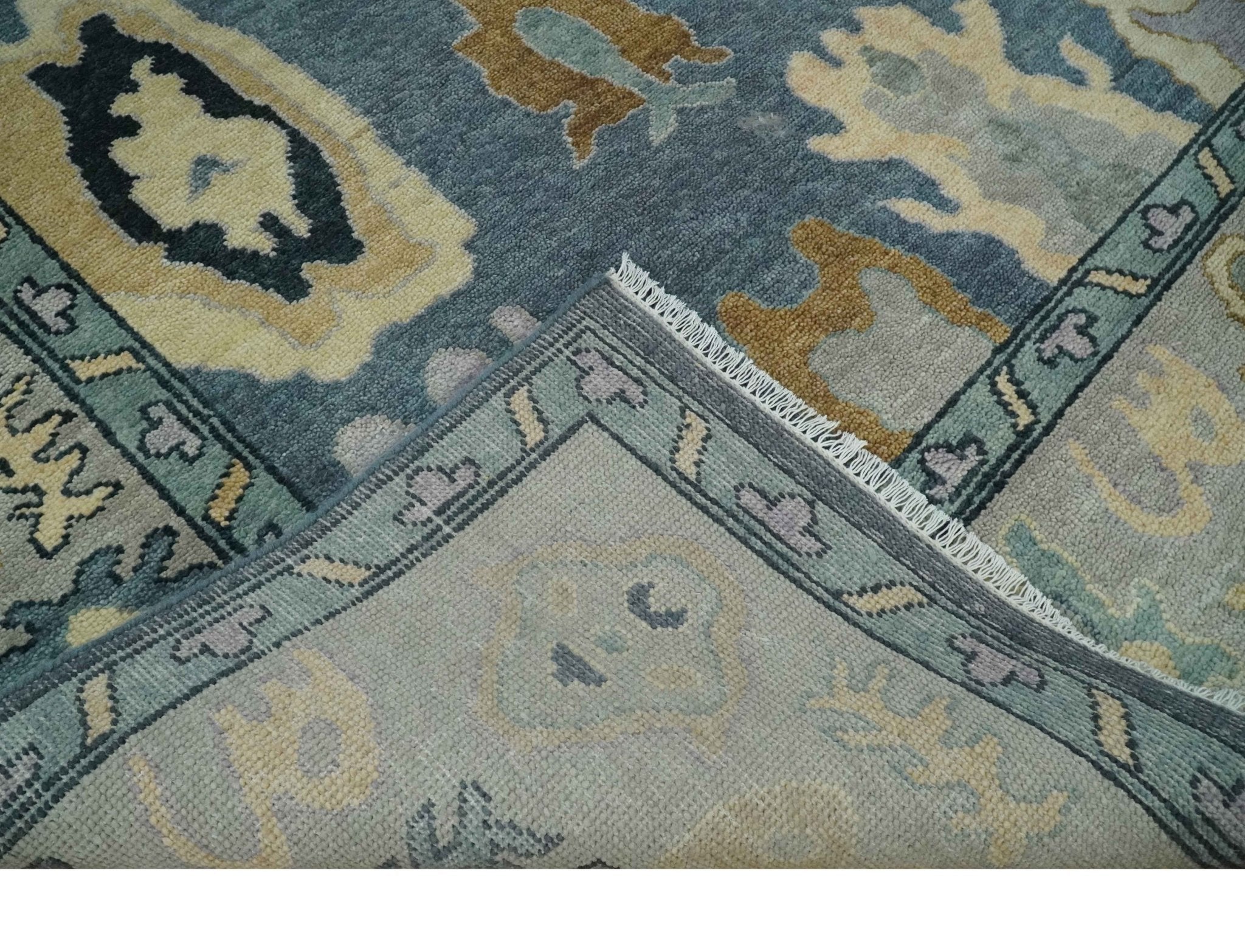 Blue, Silver and Beige Hand knotted Traditional Oushak Multi Size Wool Area Rug - The Rug Decor