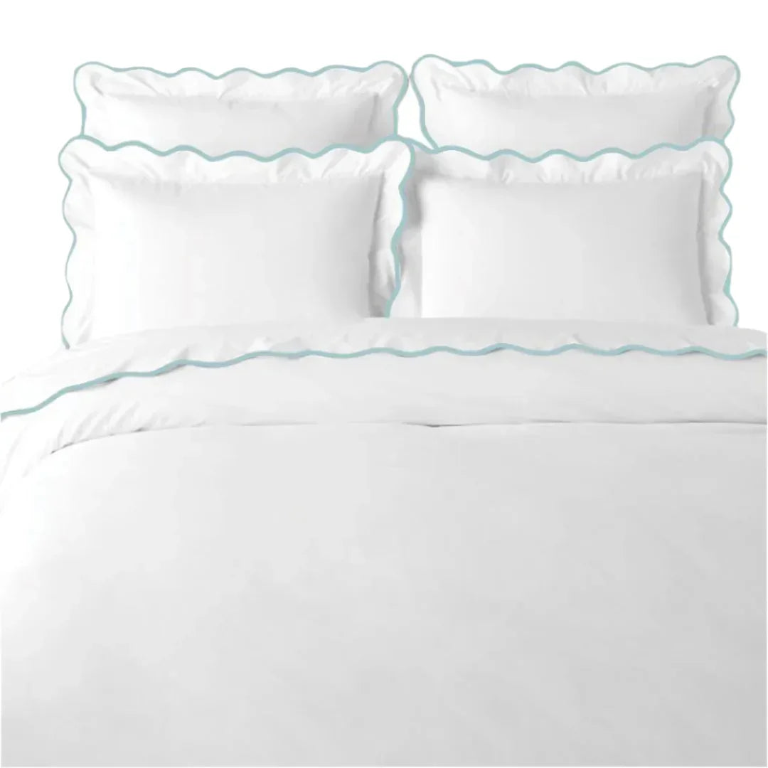 Scalloped Duvet Cover, Blue / White - The Mayfair Hall