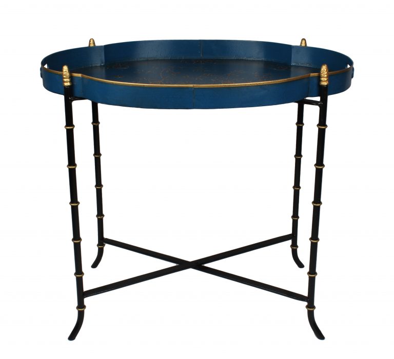 NAVY & GOLD SCALLOPED TRAY TABLE