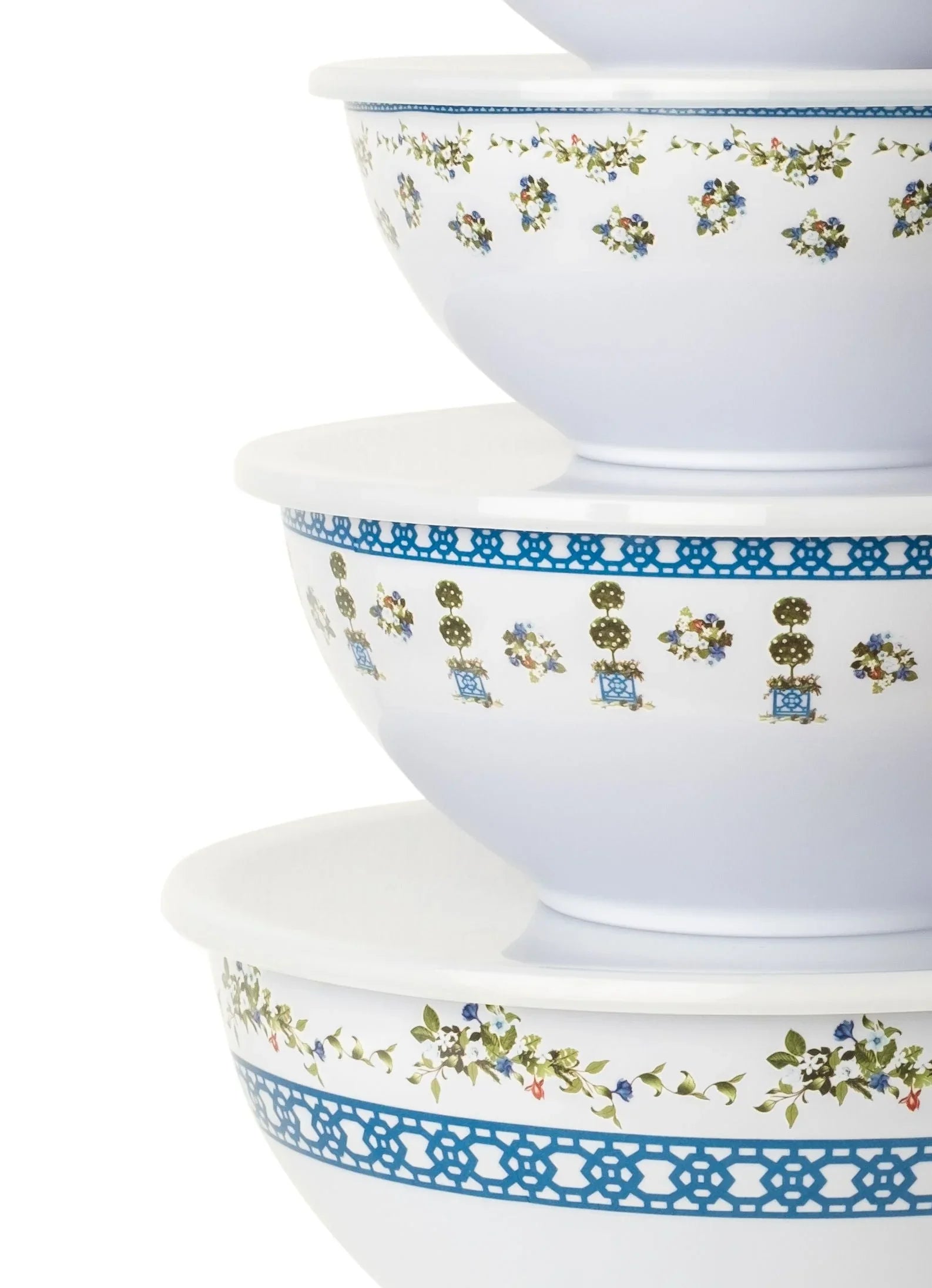 Trellis and Topiary Mixing Bowls with Lids - The Mayfair Hall