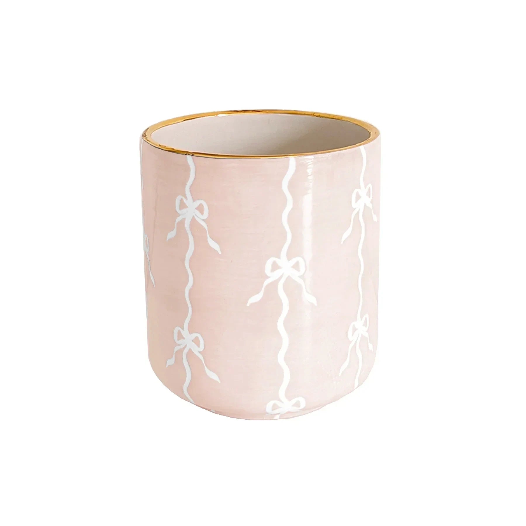 Bow Stripe Vase with 22K Gold Accent - The Mayfair Hall