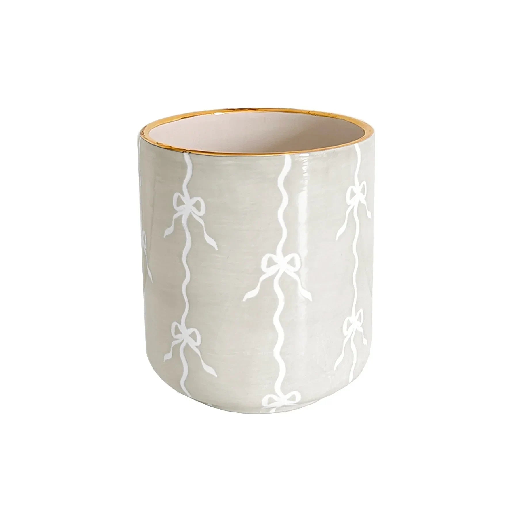 Bow Stripe Vase with 22K Gold Accent - The Mayfair Hall