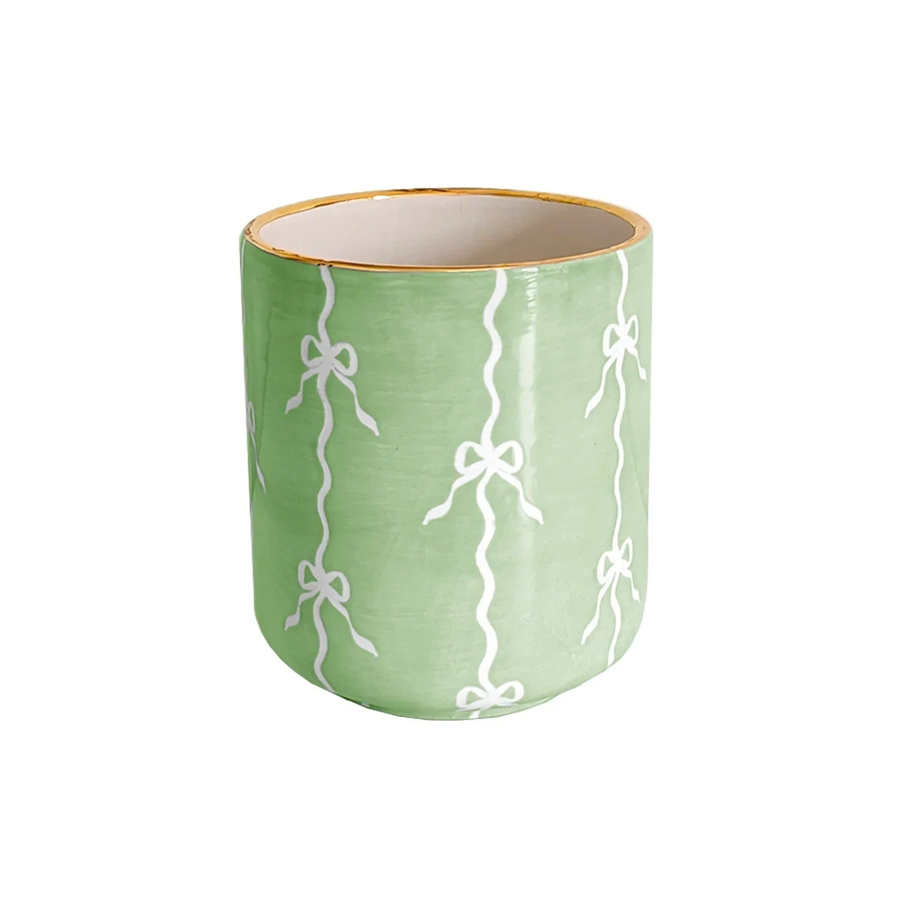 Bow Stripe Vase with 22K Gold Accent - The Mayfair Hall