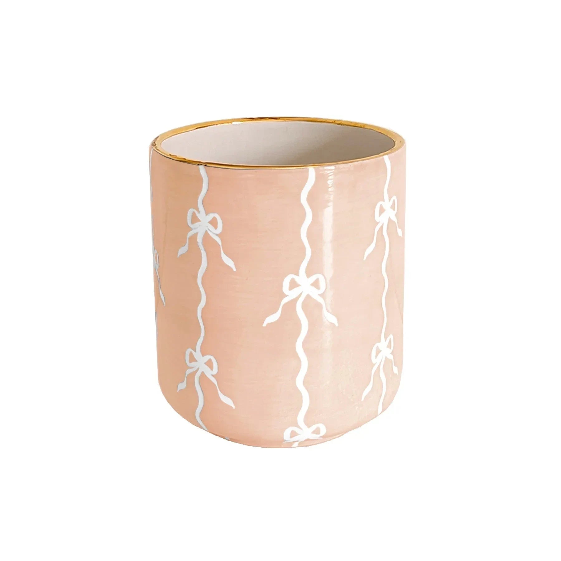 Bow Stripe Vase with 22K Gold Accent - The Mayfair Hall