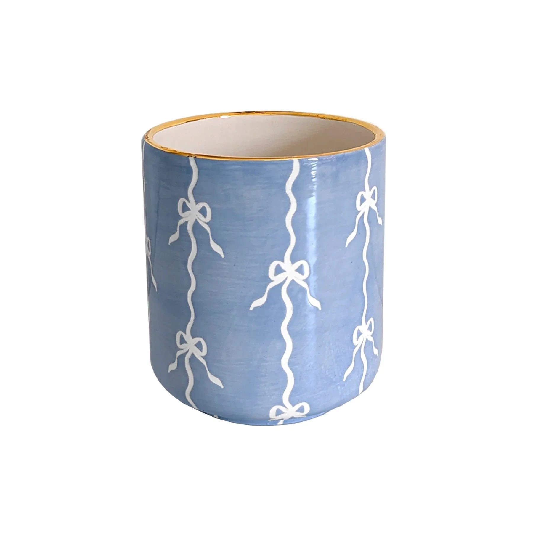 Bow Stripe Vase with 22K Gold Accent - The Mayfair Hall