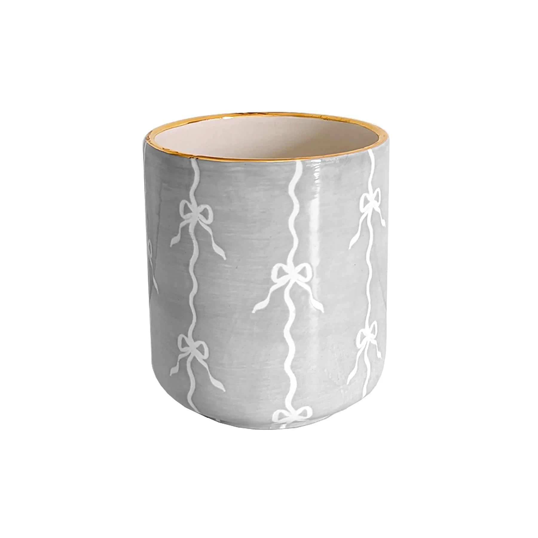 Bow Stripe Vase with 22K Gold Accent - The Mayfair Hall