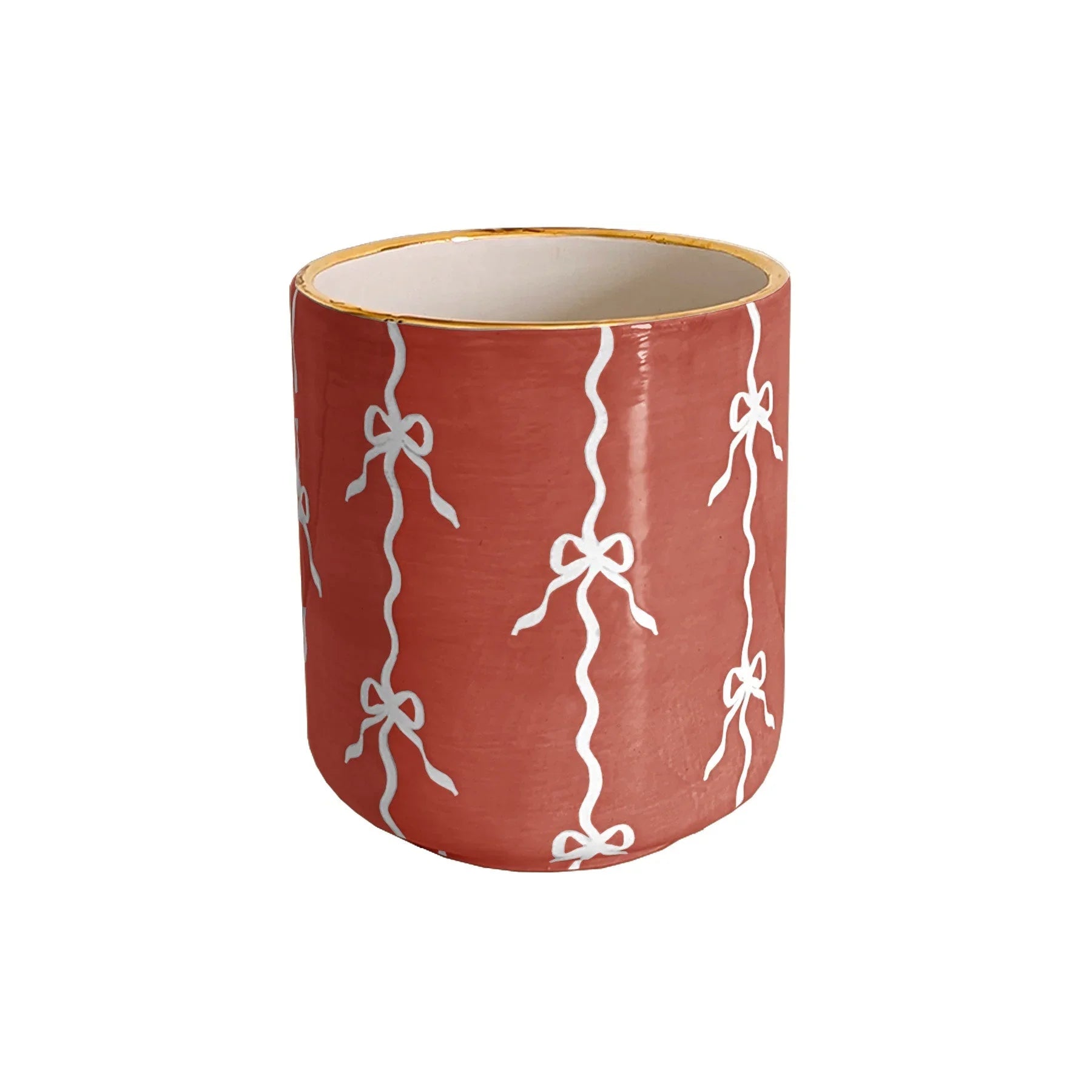 Bow Stripe Vase with 22K Gold Accent - The Mayfair Hall