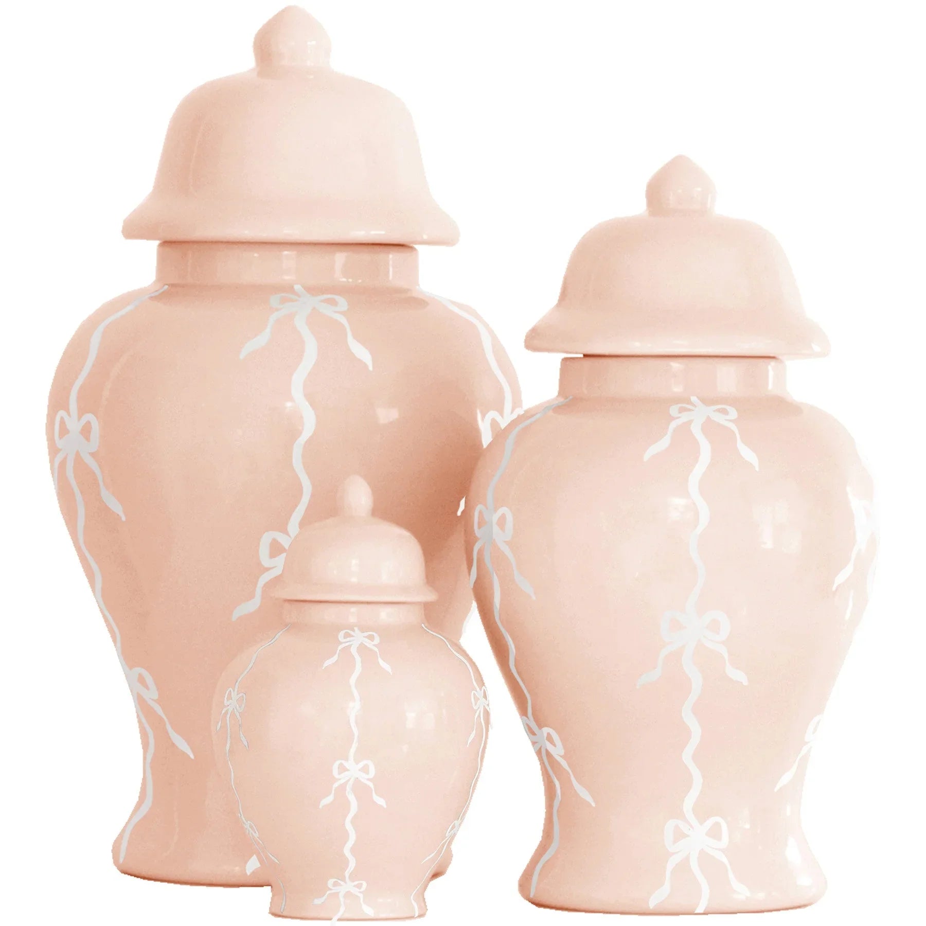 Bow Stripe Ginger Jars in Blush - The Mayfair Hall