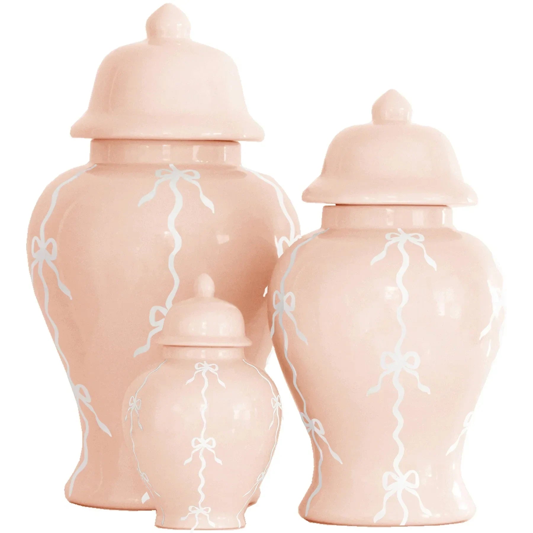Bow Stripe Ginger Jars in Blush - The Mayfair Hall
