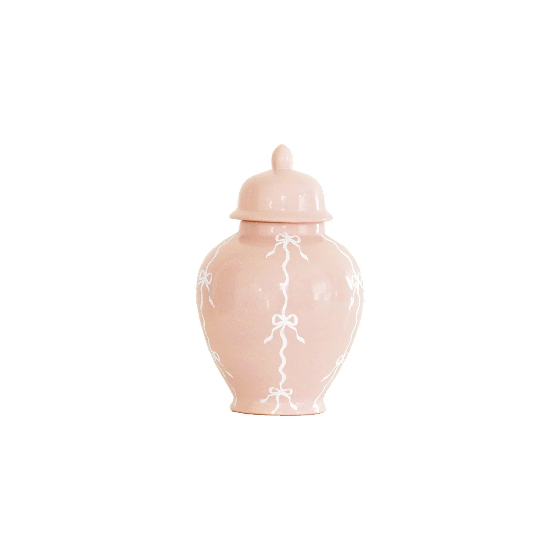 Bow Stripe Ginger Jars in Blush - The Mayfair Hall