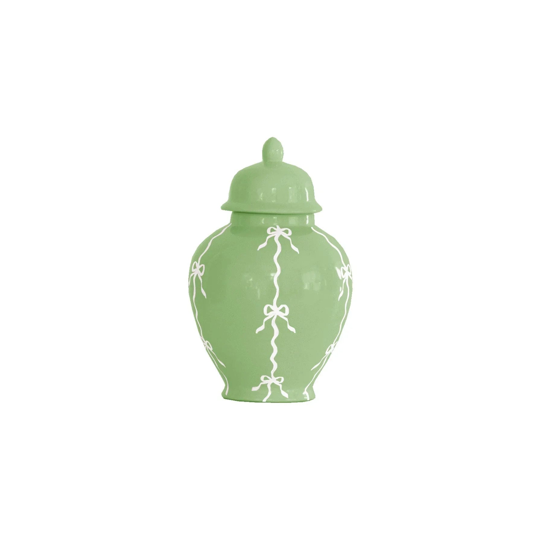 Bow Stripe Ginger Jars in Cabbage Patch Green - The Mayfair Hall