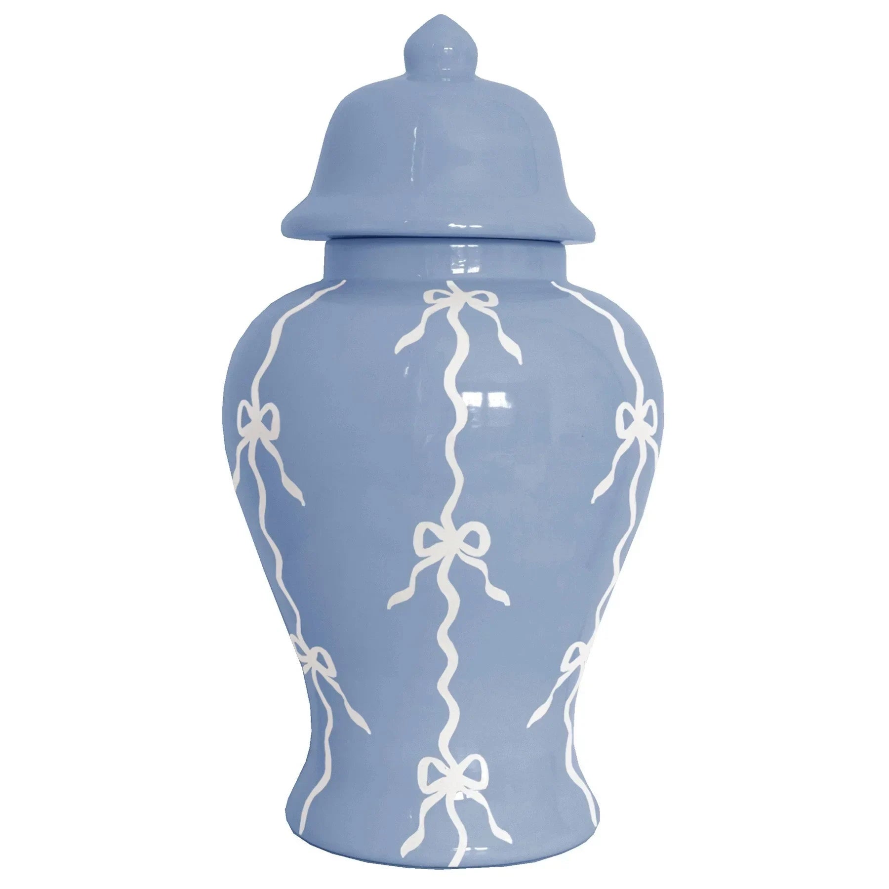 Bow Stripe Ginger Jars in French Blue - The Mayfair Hall