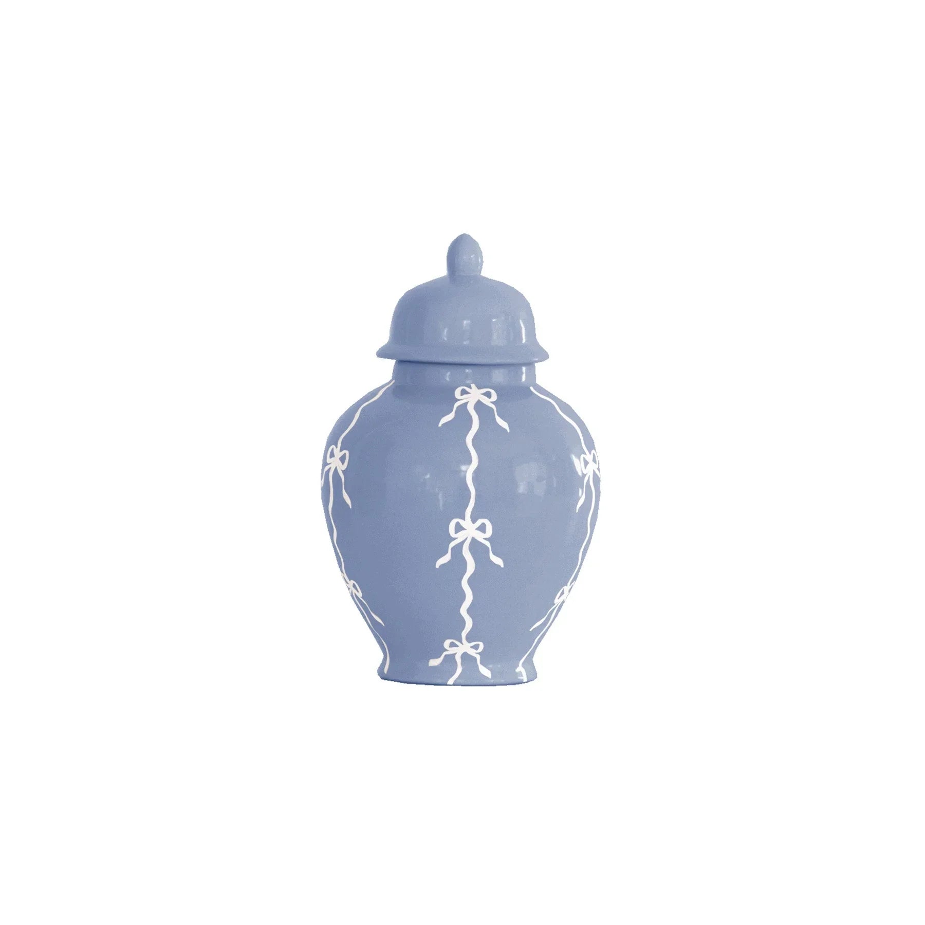 Bow Stripe Ginger Jars in French Blue - The Mayfair Hall