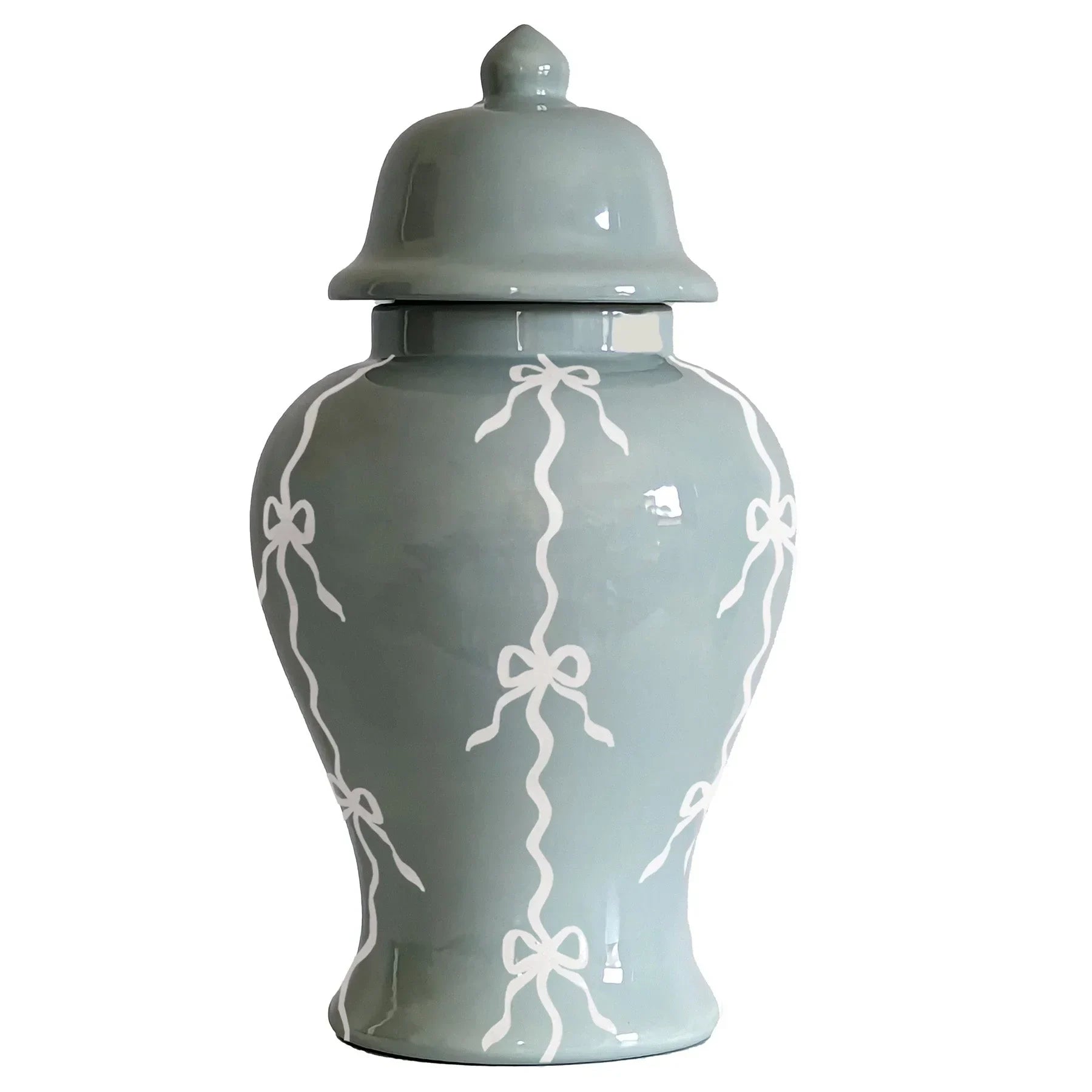 Bow Stripe Ginger Jars in Lamb's Ear Blue - The Mayfair Hall