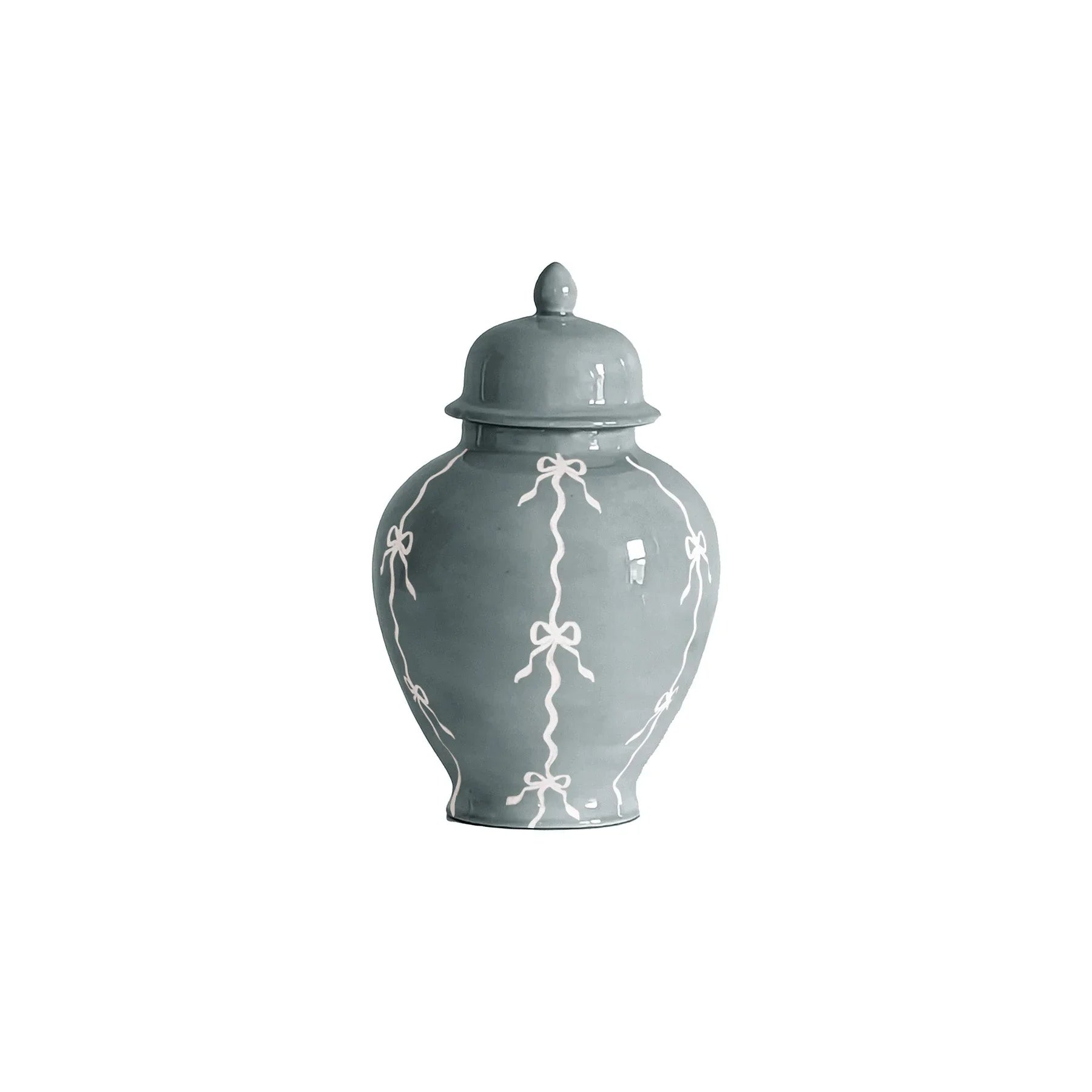 Bow Stripe Ginger Jars in Lamb's Ear Blue - The Mayfair Hall